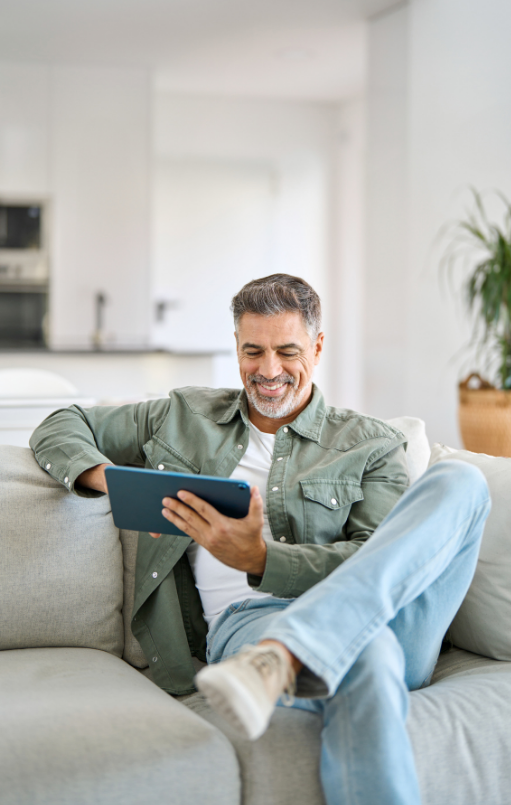 Man reviewing personalized health plan on a tablet