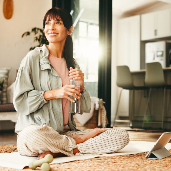 Woman working out at home